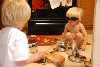 The Boys playing pots and pans